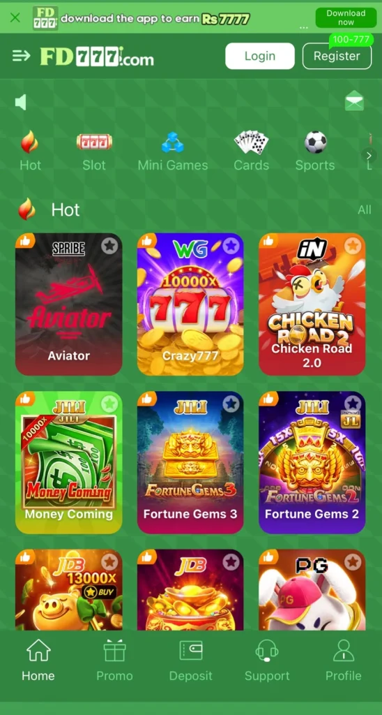 FD777 Game Interface Screenshot