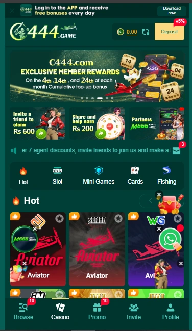 C444 Game Interface Screenshot