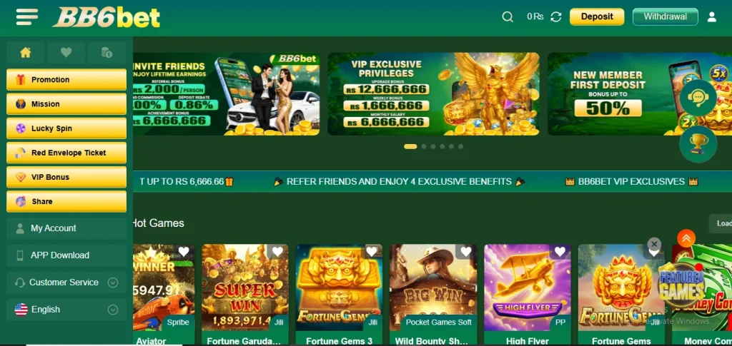 BB6Bet Game Interface Screenshot