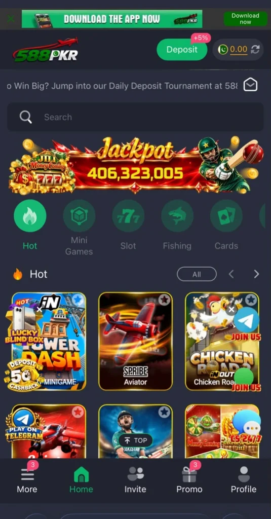 588PKR Game Interface Screenshot